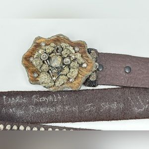 I.V.Y.  “Dark royalty” Studded Brown Leather Skull & Stones Buckle Size 36 (B-10